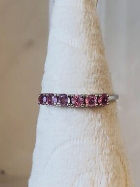 NWT S925 Sterling silver pink sapphire band adustable size 5 6 7 8 ring